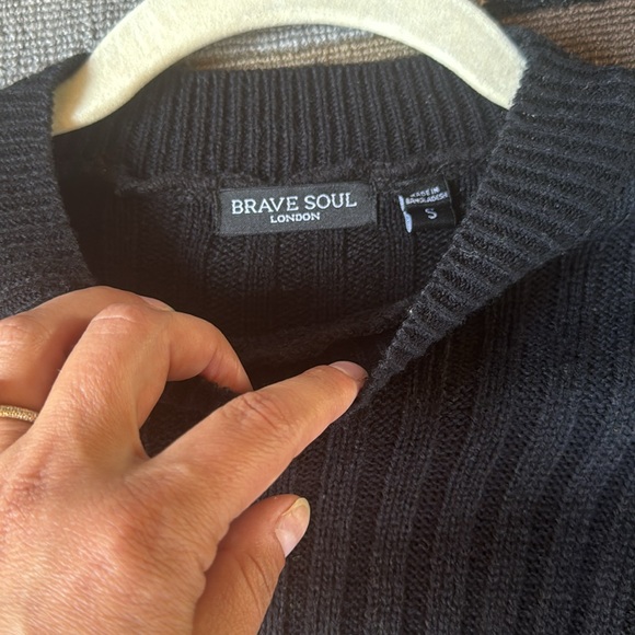 Brave Soul London: Cubo Ribbed Jumper Dress w/Side Split in Black - like new - Picture 5 of 9